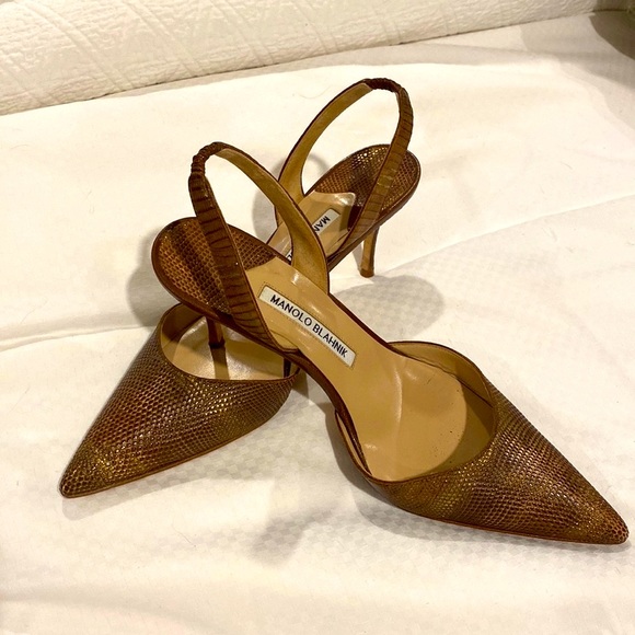 Manolo Blahnik Shoes - MANOLO BLAHNIC LIZARD HAND MADE SPARKLE SLINGBACK PUMP